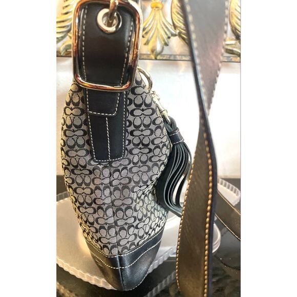 Coach F10417 Vintage Jacquard & Leather Slim Convertible Crossbody/Shoulder Bag - Picture 7 of 11